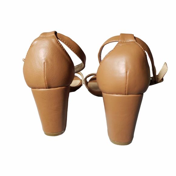 CL by Laundry size 9 Rose Gold & Brown Open Toe Heels AS IS NO BOX - Picture 7 of 10